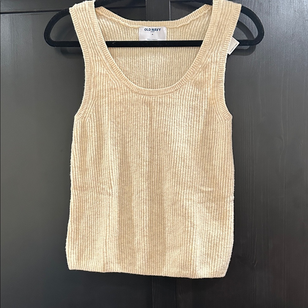 Old Navy Women's Cream Ribbed Tank Top